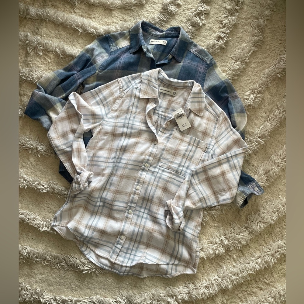 Abercrombie Kids - Plaid Button-Down Shirt Duo - Blue & Beige